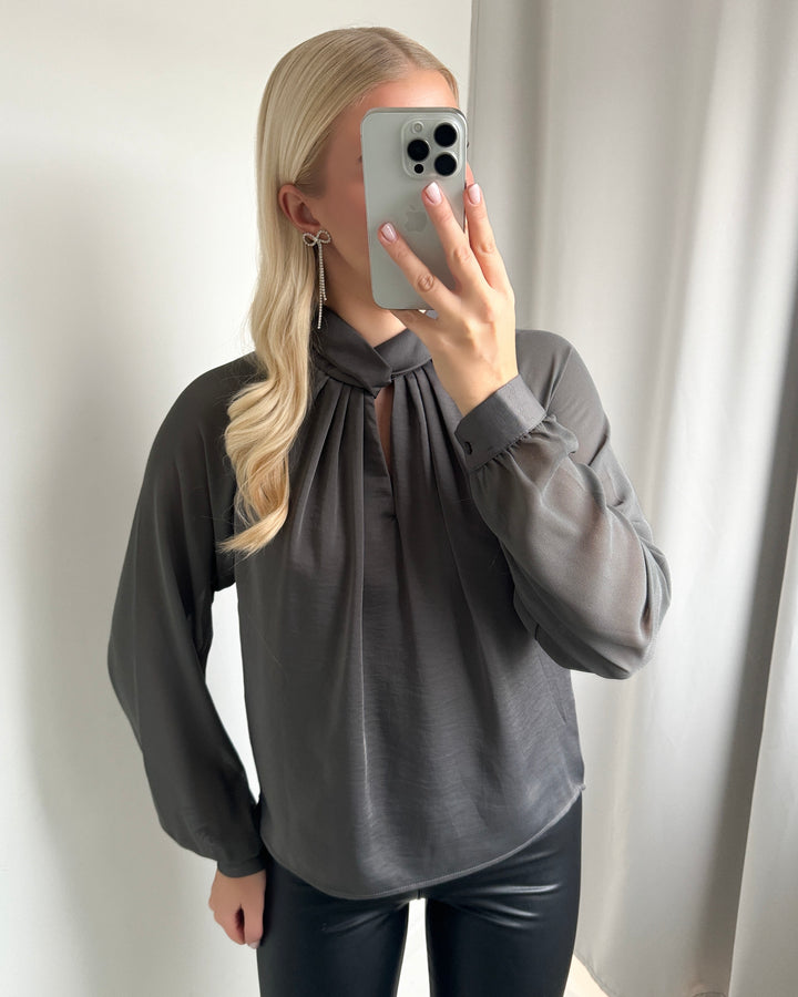 JDY bluse urba ls knit detail gunmetal