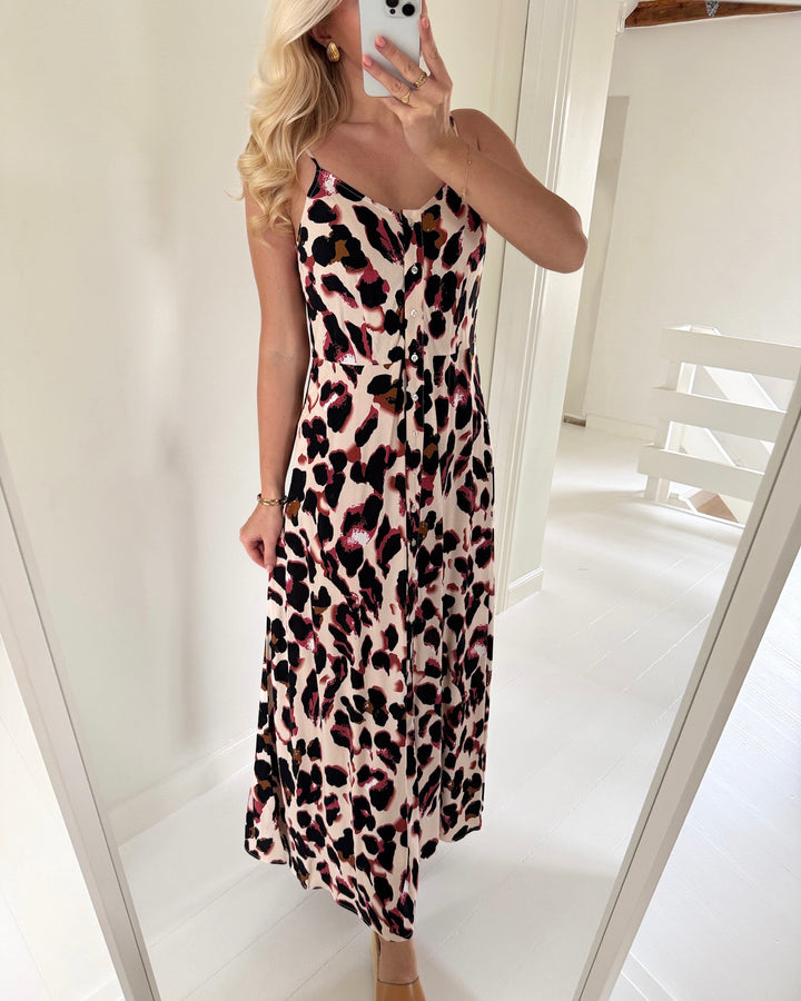 Y.A.S kjole savanna strap long mellow rose/liro print