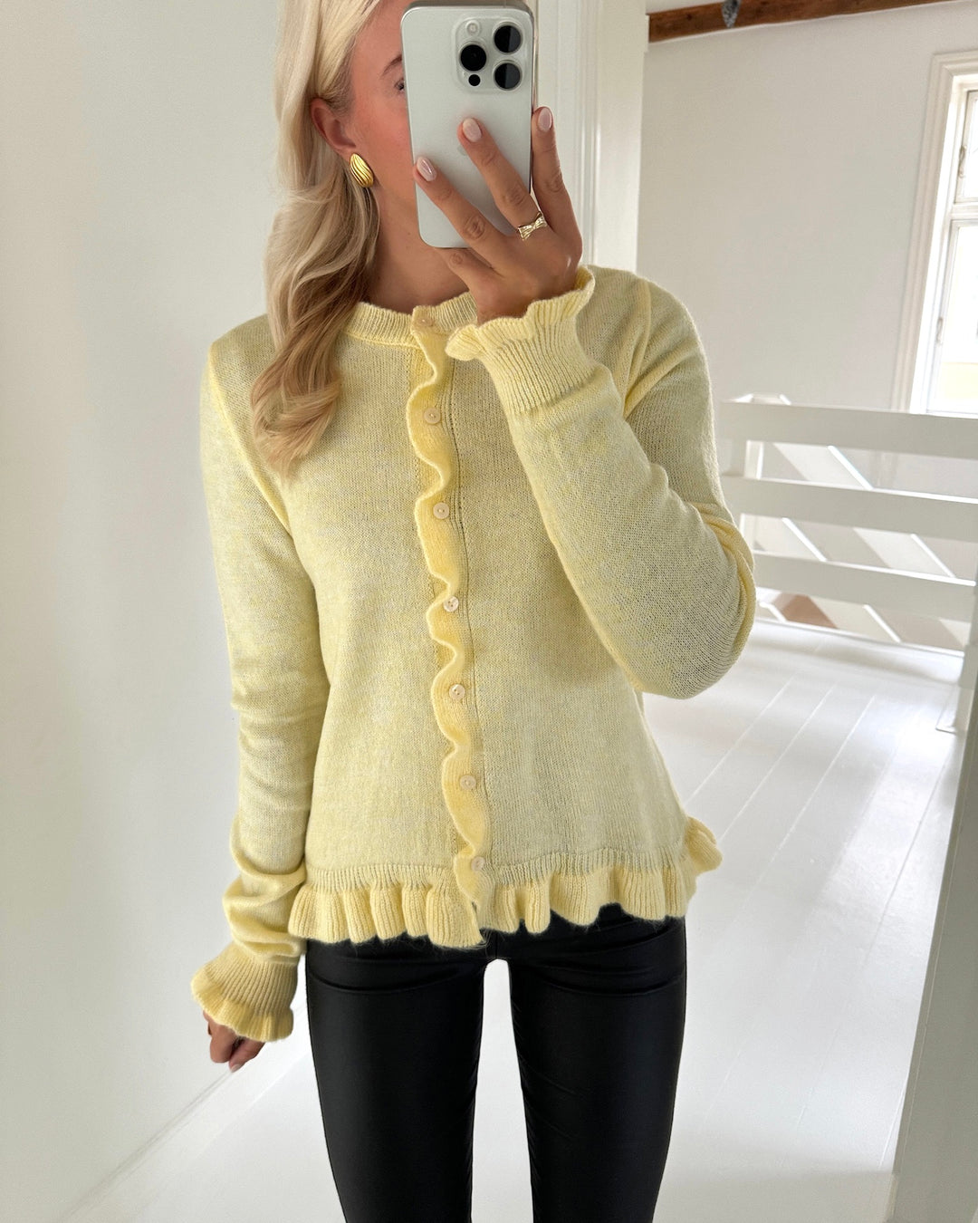 JDY cardigan letty l/s on frill knt yellow/melange