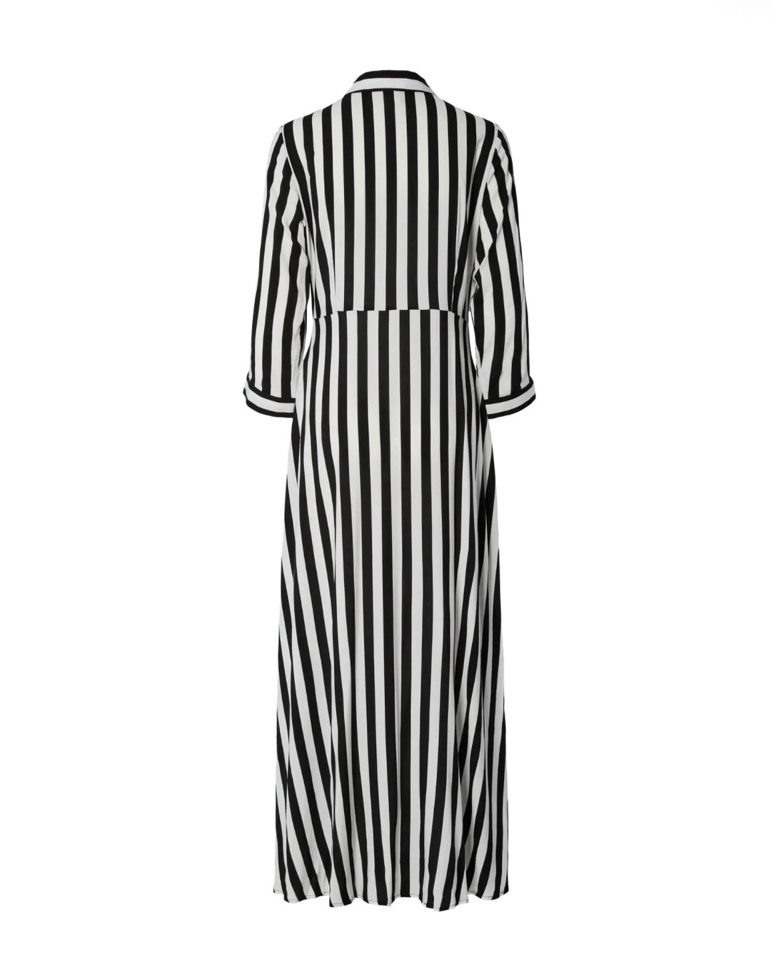 Y.A.S kjole savanna long shirt black/w. white stripes
