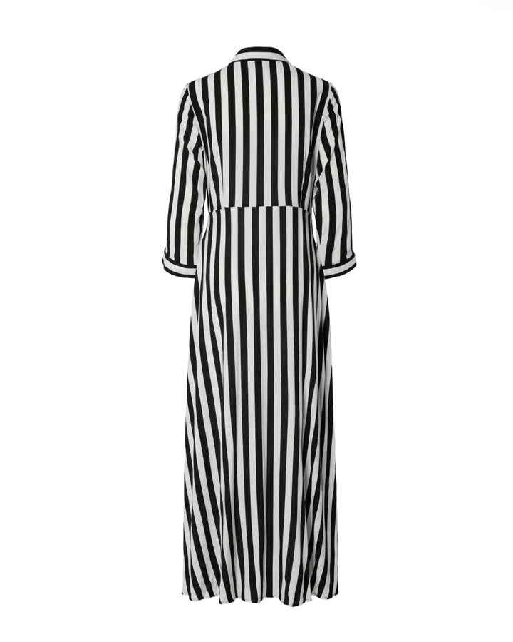 Y.A.S kjole savanna long shirt black/w. white stripes
