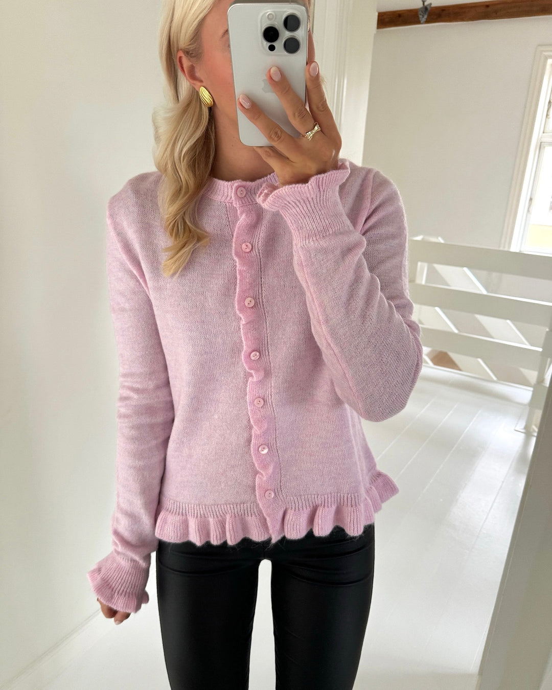 JDY cardigan letty l/s on frill knt pink lady/melange