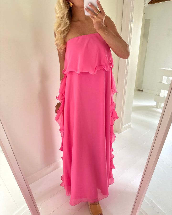 Vero Moda iris ruffle tube maxi hot pink