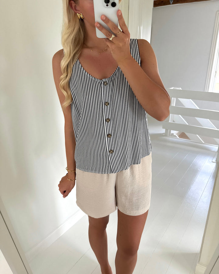 Vero Moda top bumpy sl india ink/snow white