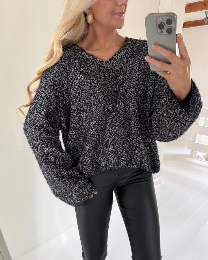 Sister's Point striktrøje hoba-v.pu salt/peper