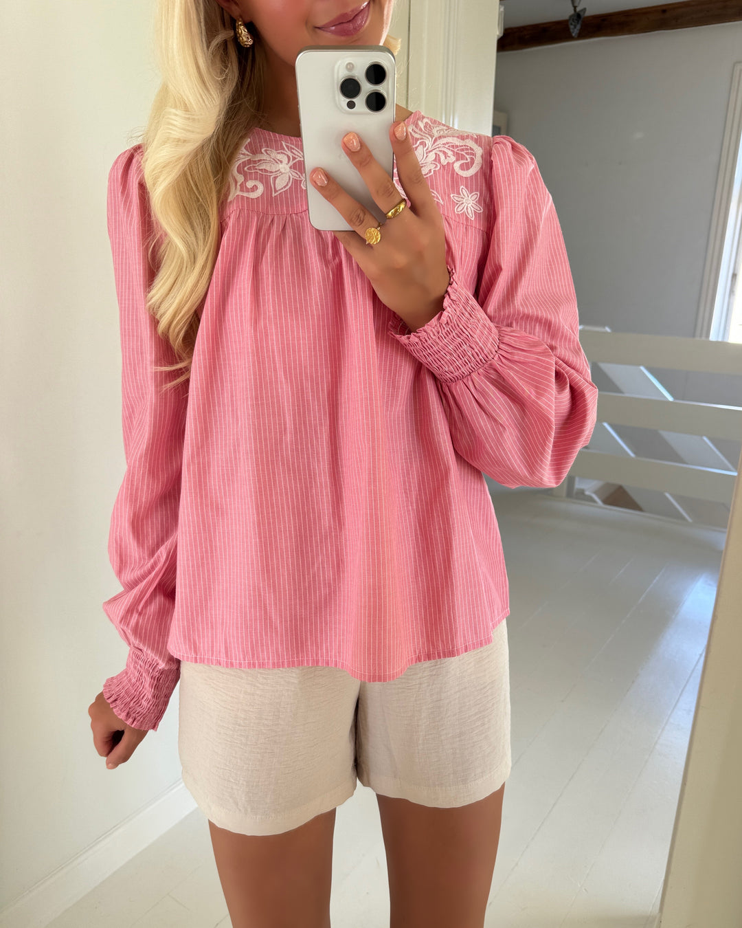Pieces bluse sarah ls wvn pink lemonade/cloud danc