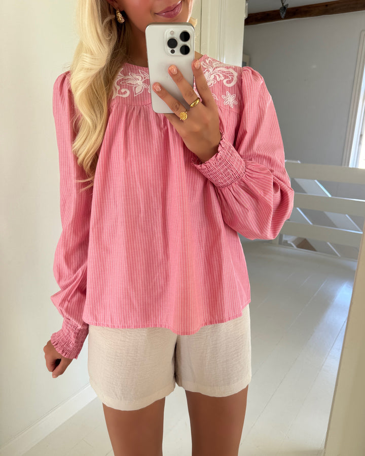 Pieces bluse sarah ls wvn pink lemonade/cloud danc