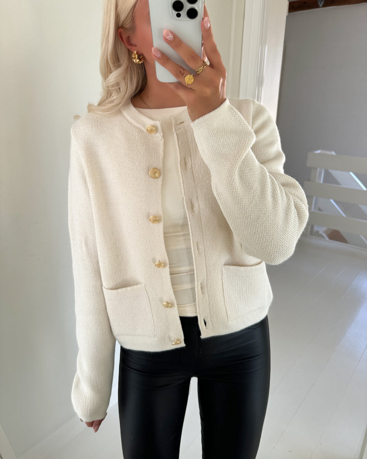 JDY cardigan kim l/s o-neck button knt egret
