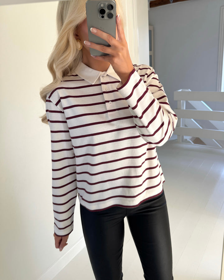 Only polo sira ls burgundy/cd stripes
