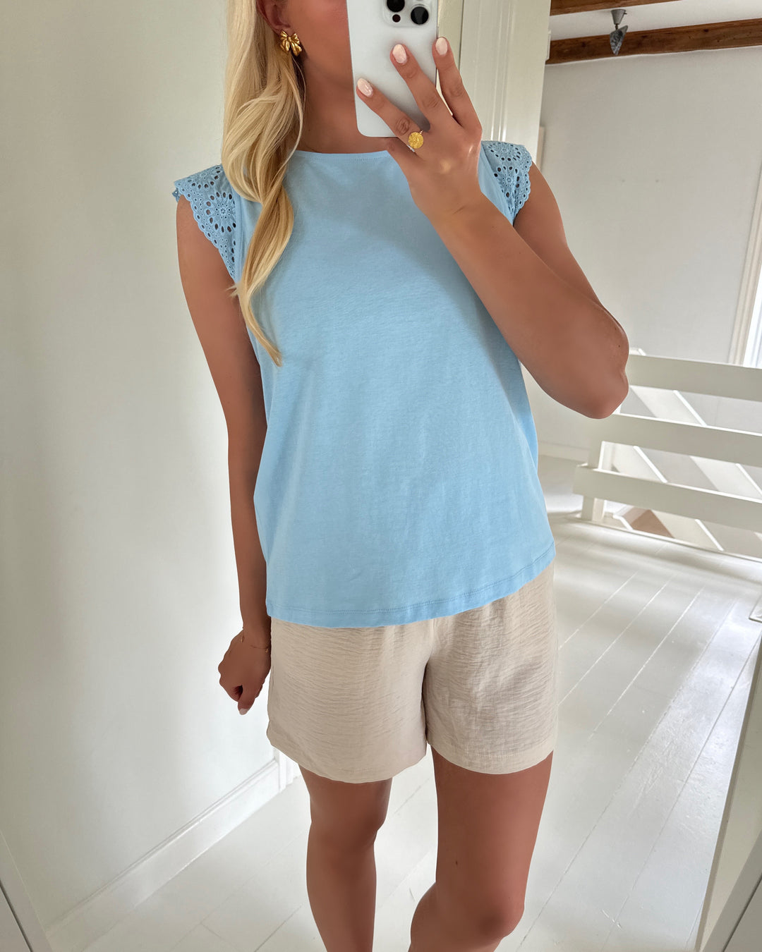 Vero Moda top emily sl gathering airy blue