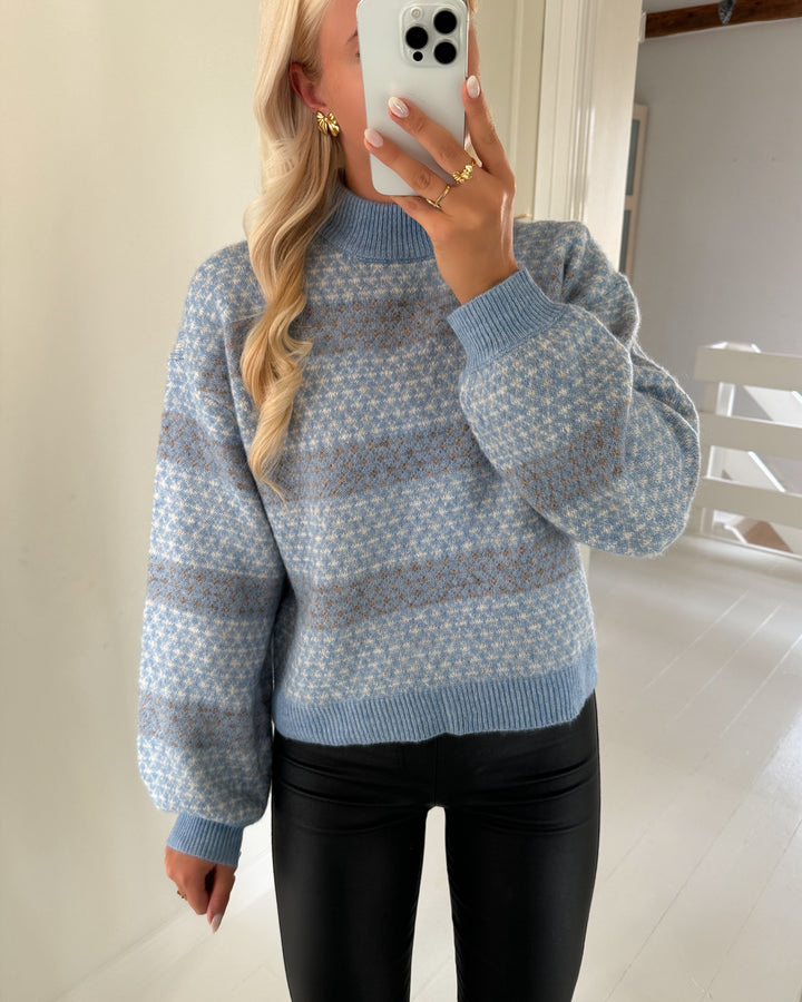 Vero Moda striktrøje trixie ls highneck allure/w. birch and silver mink