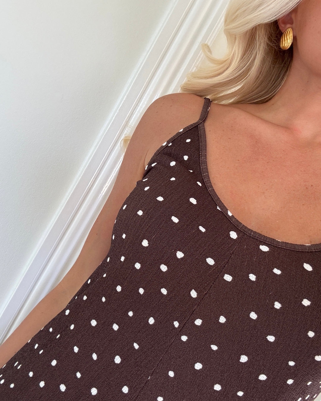 Only kjole molly sl v-neck shopping bag/cloud dancer dots