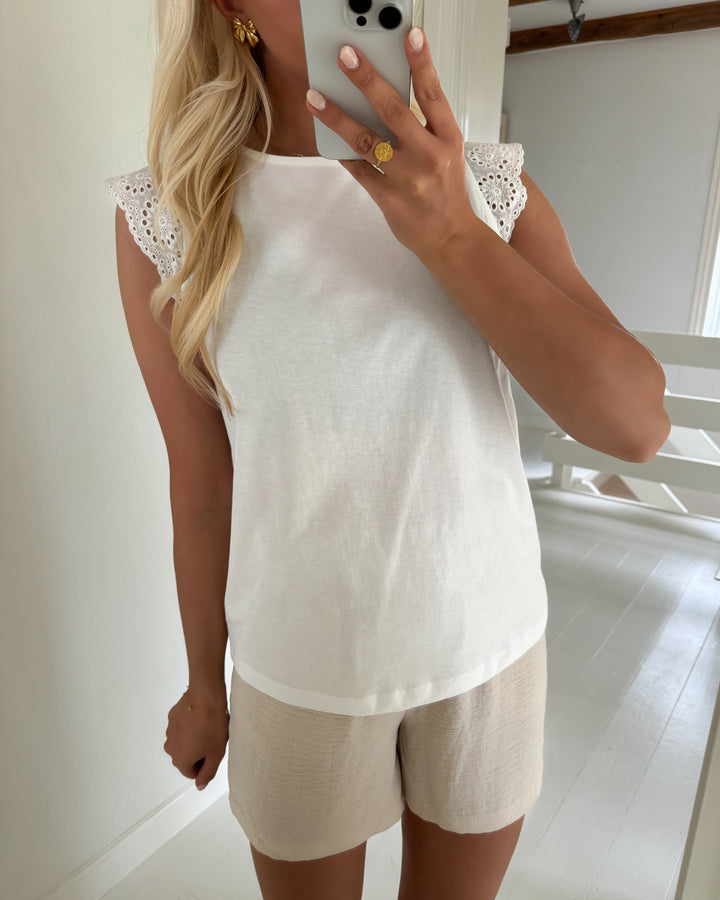 Vero Moda top emily sl gathering snow white