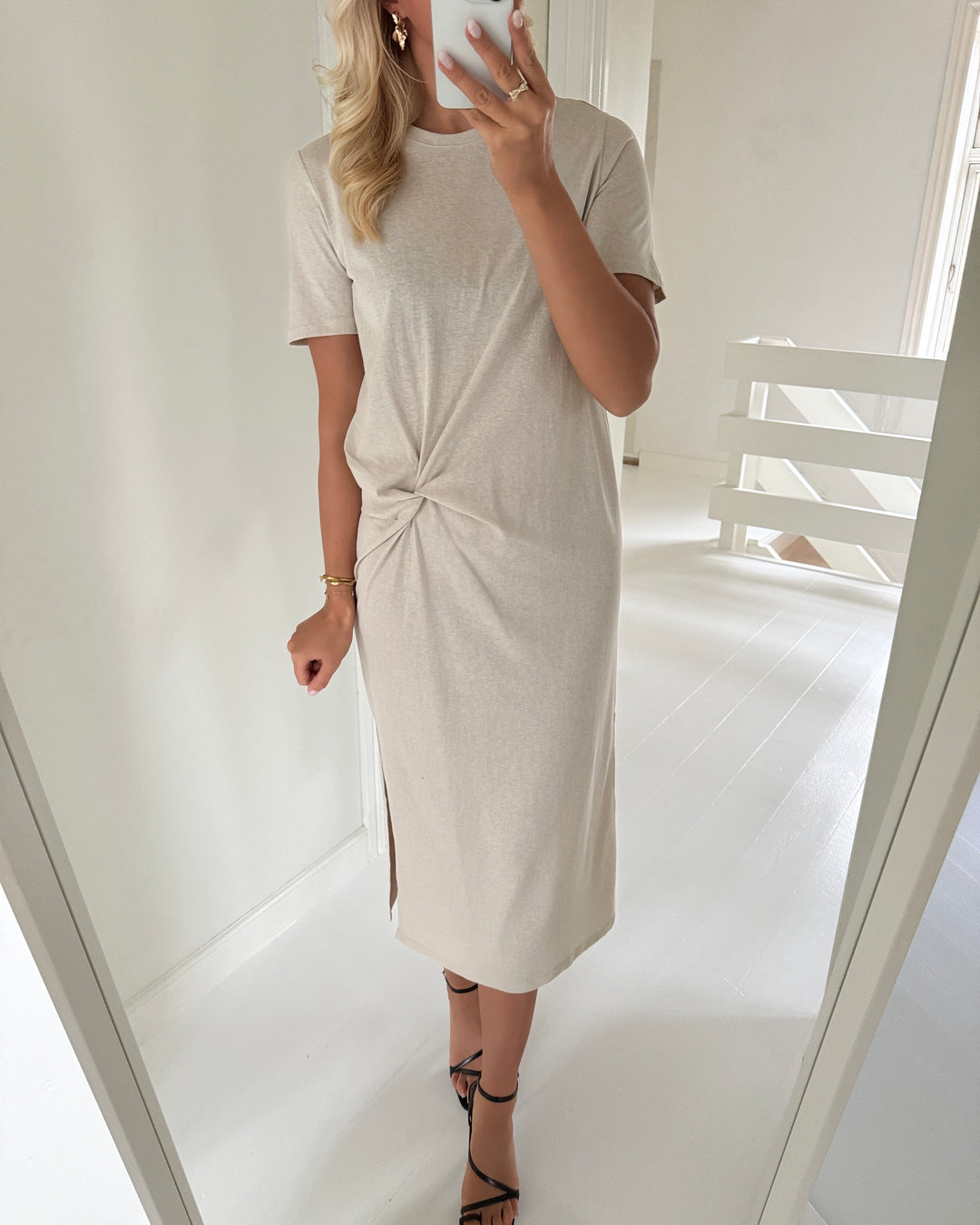 Vero Moda kjole tass ss o-neck 7/8 pumice stone