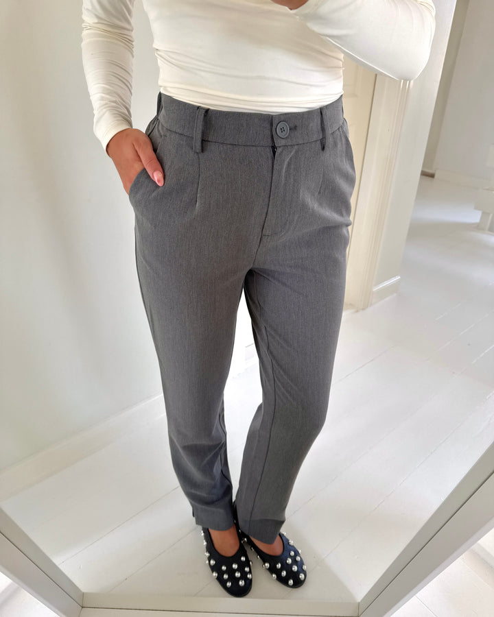 Pieces bukser kamil hw ankle dark grey melange