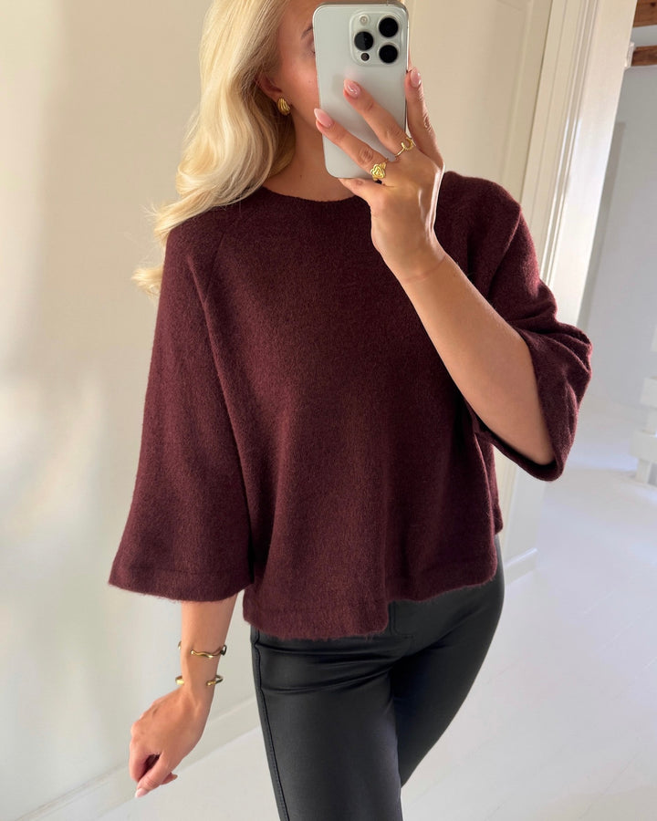 Only striktrøje simoni 3/4 knit port royale melange