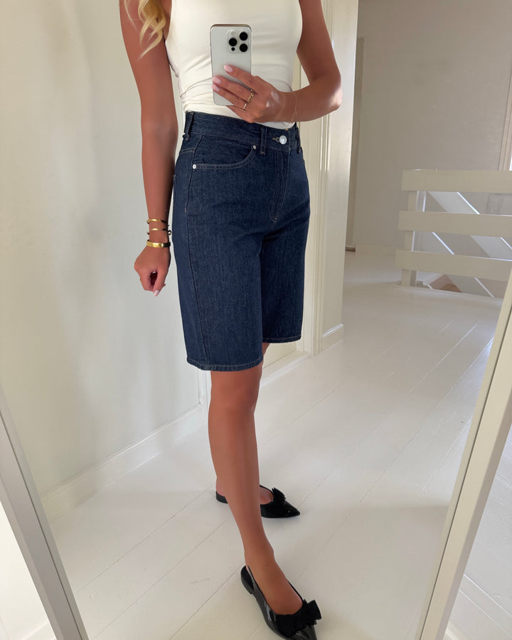 Only shorts sonny hw wide denim dark blue denim rinse