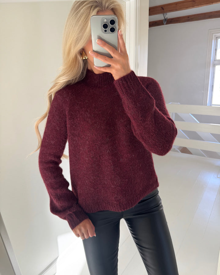 JDY striktrøje zoey life hn raglan maroon banner/melange