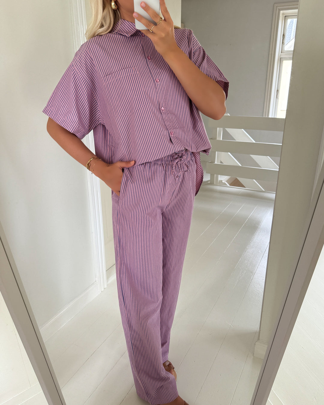 Pieces bukser femme hw straight wvn d2d fuschia pink/blue