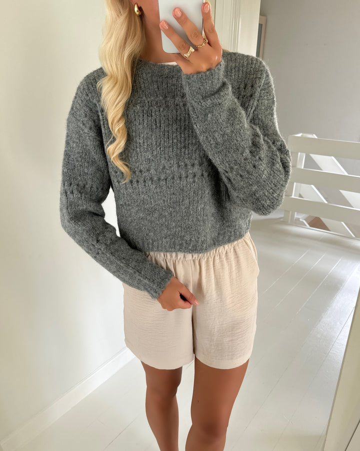 Vero Moda cardigan adelina ls short two way medium grey melange