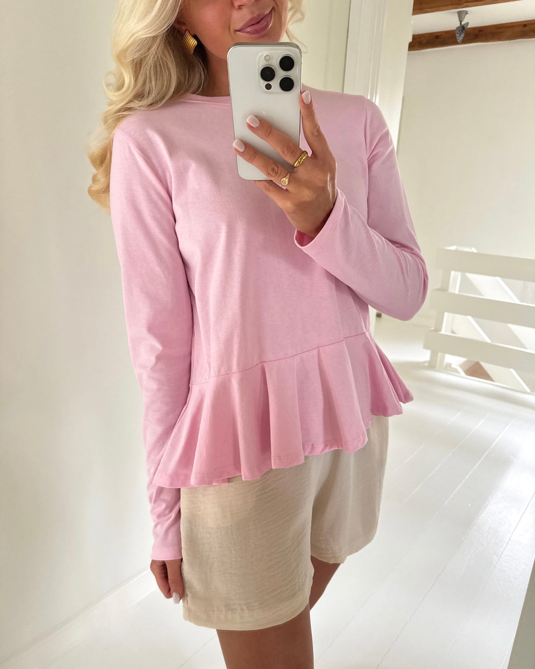 Pieces bluse danilla ls peplum roseate spoonbill
