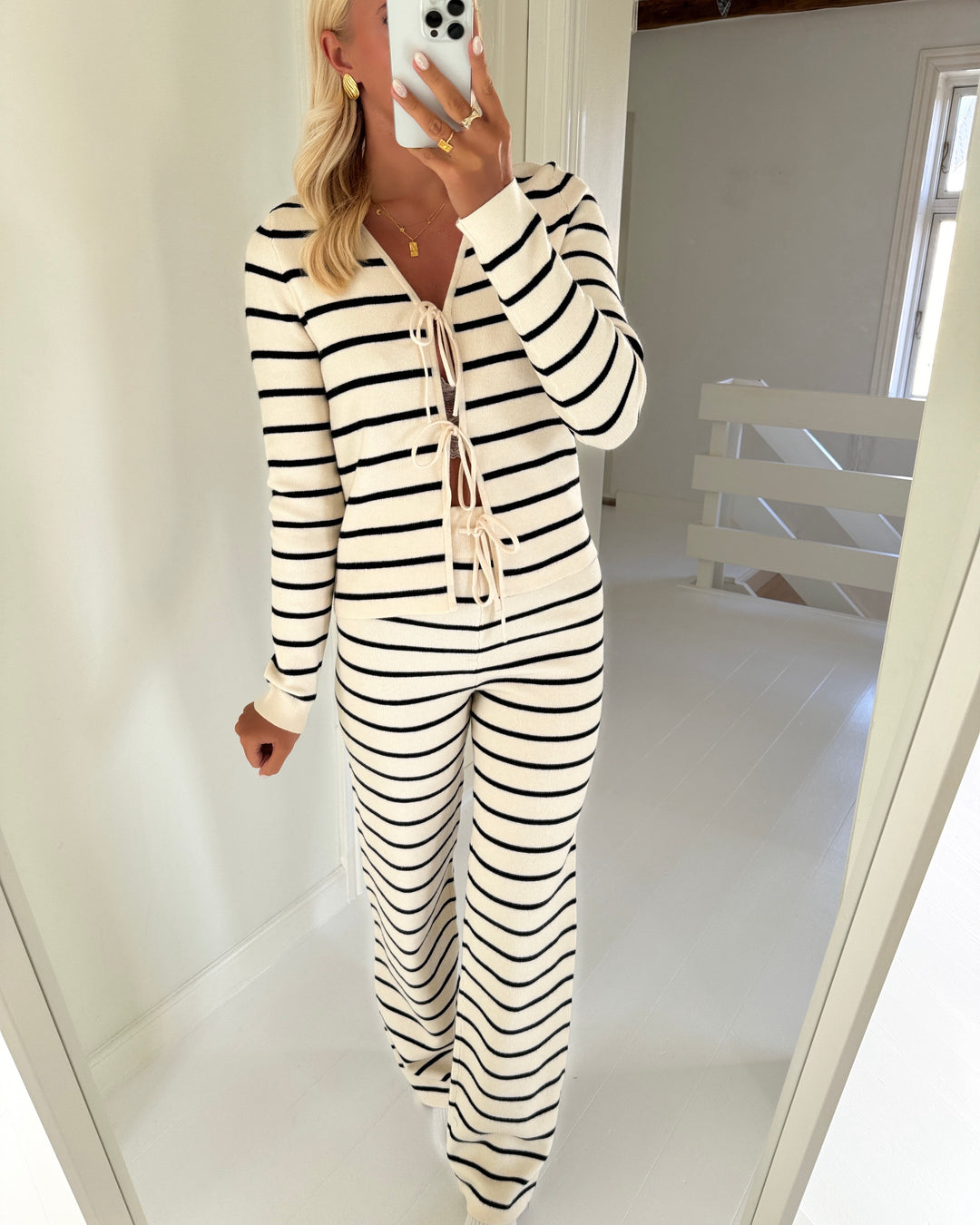 Vero Moda bukser vada nw stripe birch/w. black stripe
