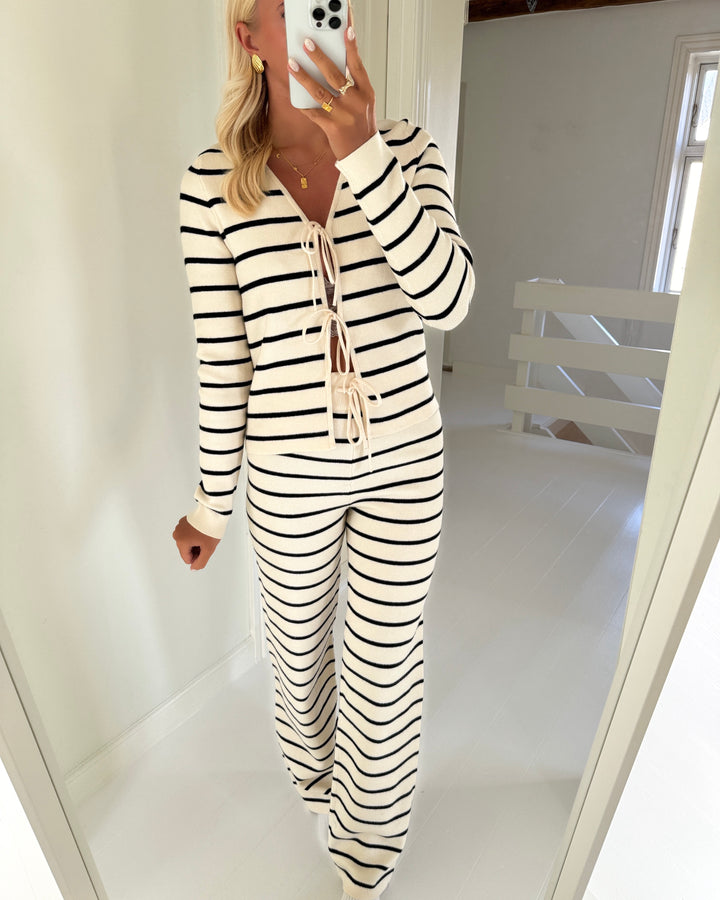Vero Moda bukser vada nw stripe birch/w. black stripe