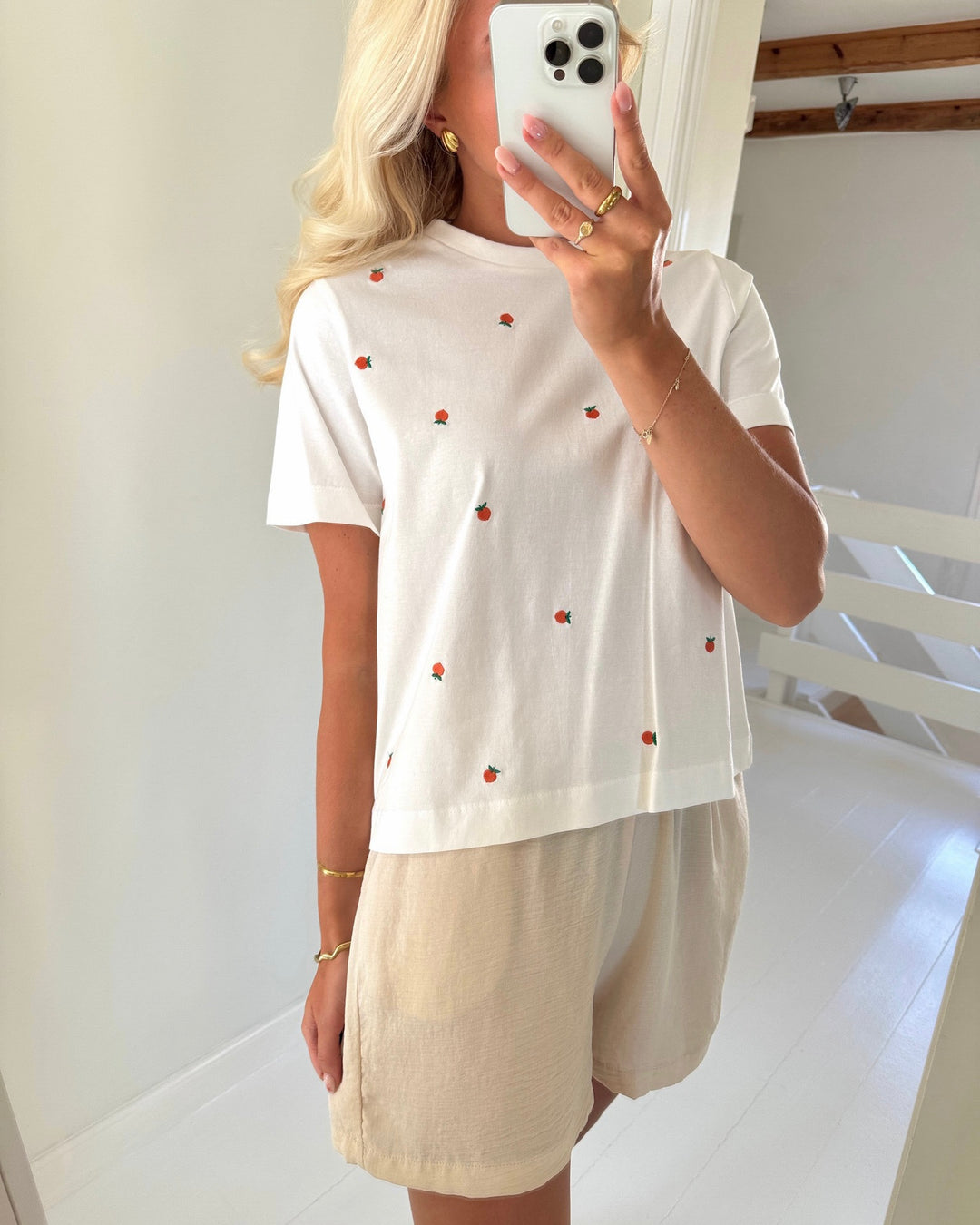 Vero Moda t-shirt sola mette ss snow white/peach