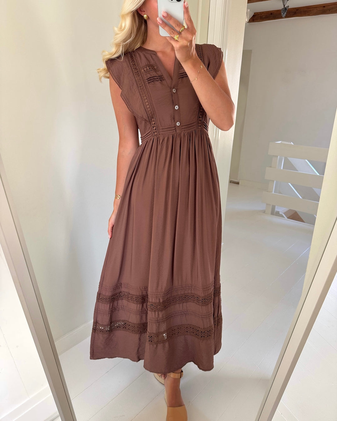 Vero Moda kjole jules sl tape cocoa brown