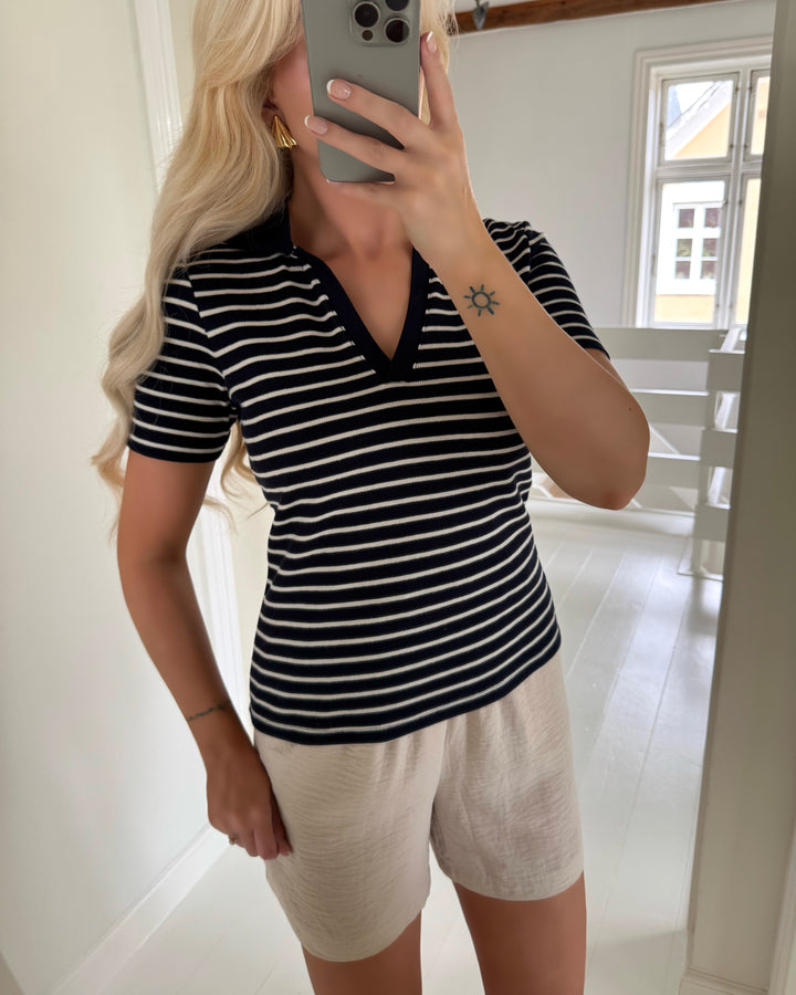 JDY top roma s/s polo top jrs dia sky captain/tapioca