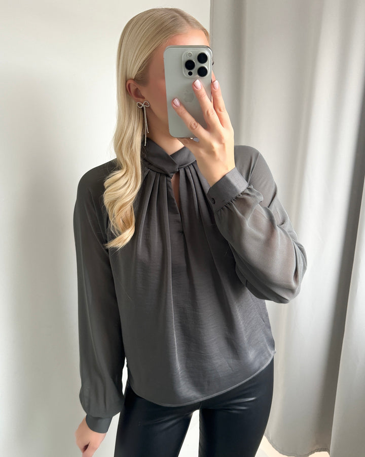 JDY bluse urba ls knit detail gunmetal