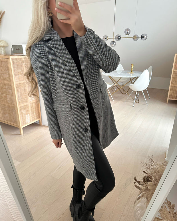 Becca long coat black/houndstoot
