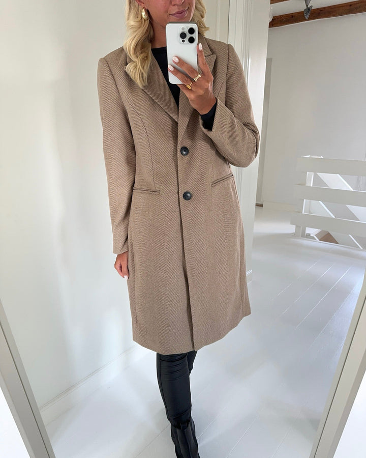 Vero Moda frakke blaza herringbone long cub/herringbone
