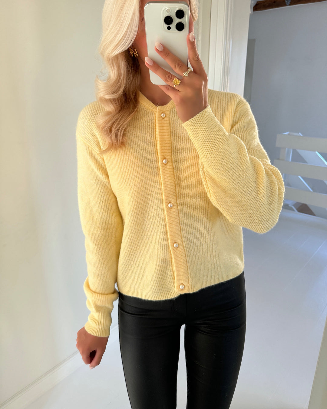 JDY cardigan lumi life ls button golden haze/melange