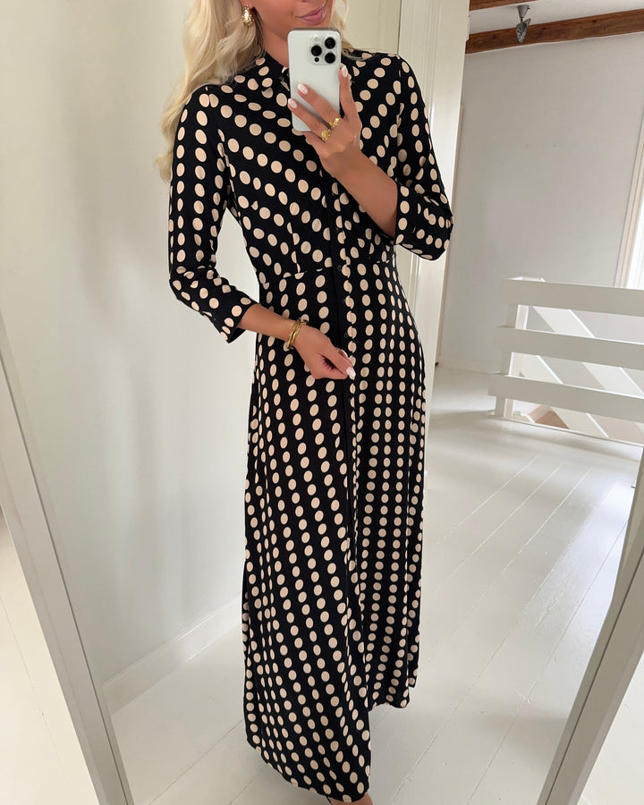 Y.A.S kjole savanna long shirt black/stripe dot