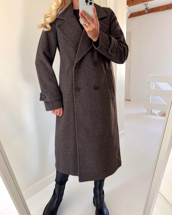 Vero Moda jakke eva long chocolate torte melange