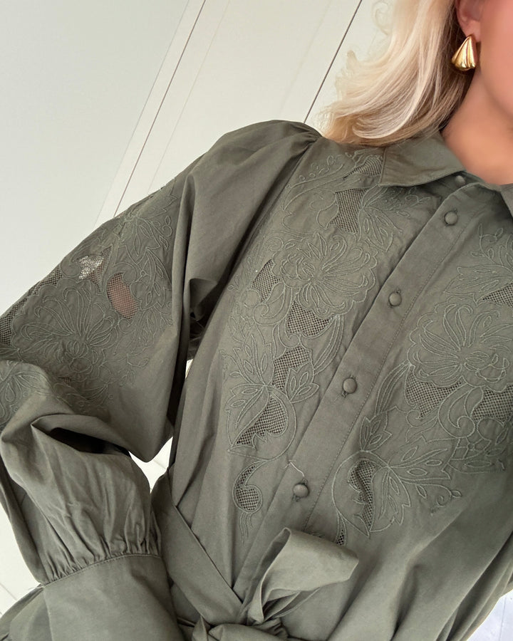 Y.A.S kjole willo ls shirt dusty olive