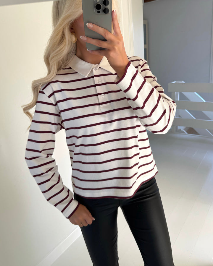 Only polo sira ls burgundy/cd stripes