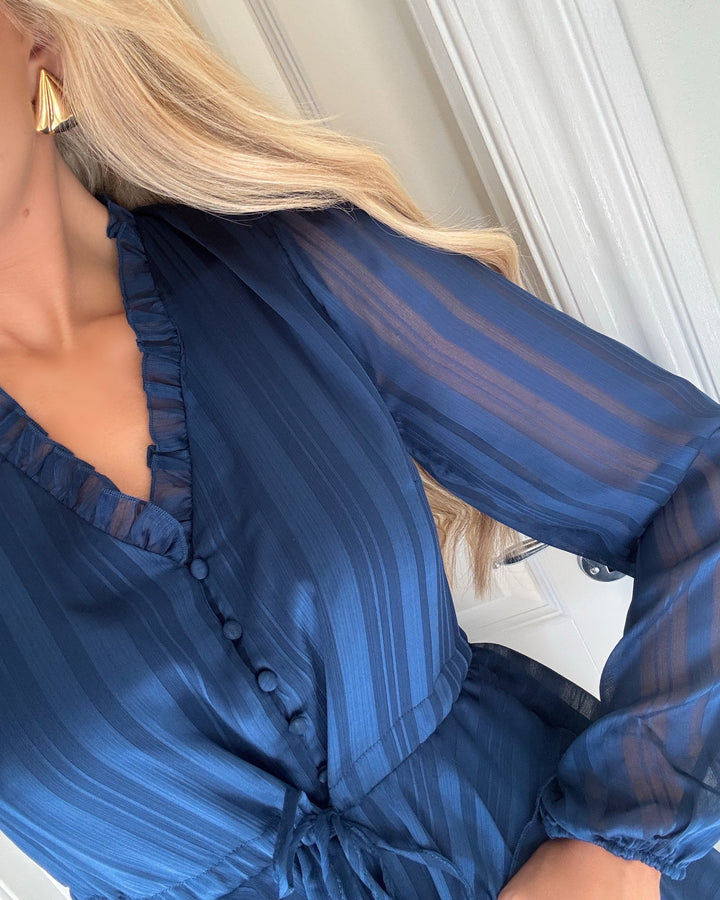 Y.A.S kjole cruella ls midi navy peony