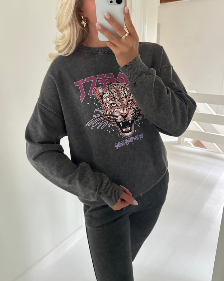 Sister’s Point trøje pama dark grey/pink comb