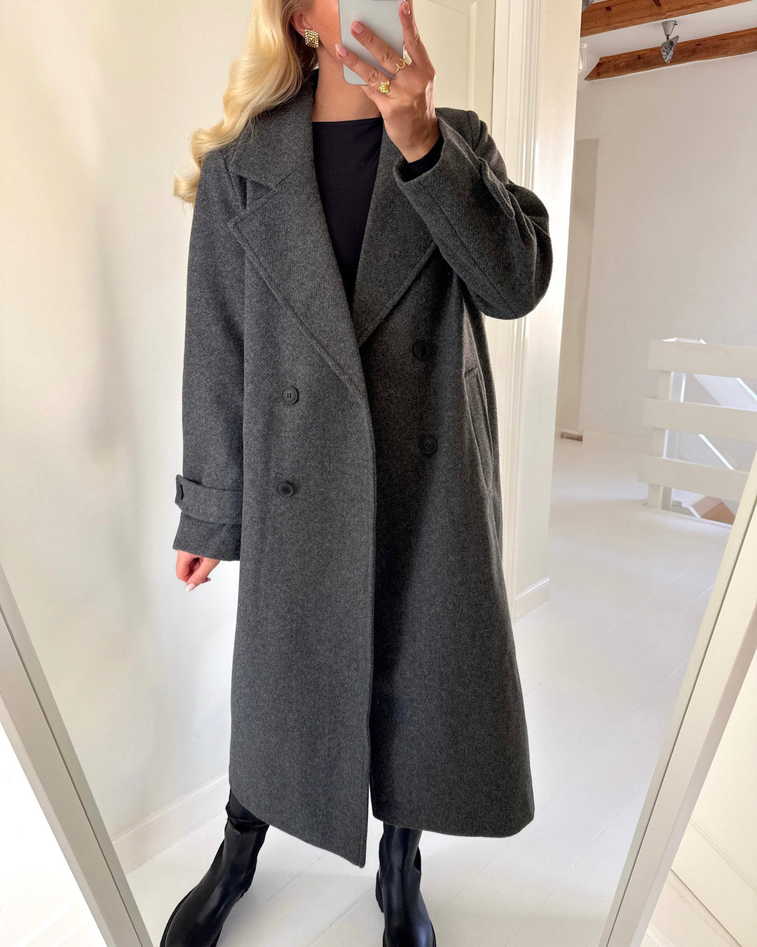 Vero Moda jakke eva long medium grey melange