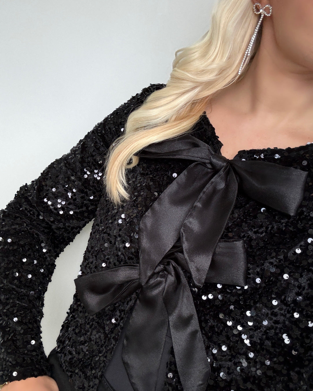 JDY bluse sara bow sequins black/black bow