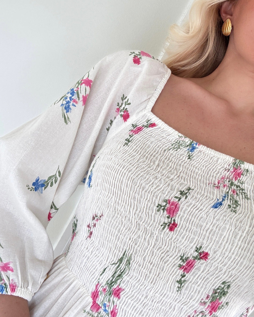 Vero Moda kjole dichte 3/4 square calf wnv ga snow white/wendy