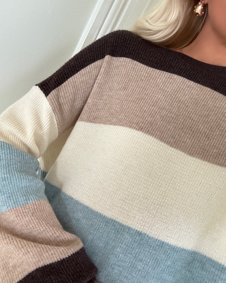 Only sweater atia ls stripe knit chocolate torte/silver mink