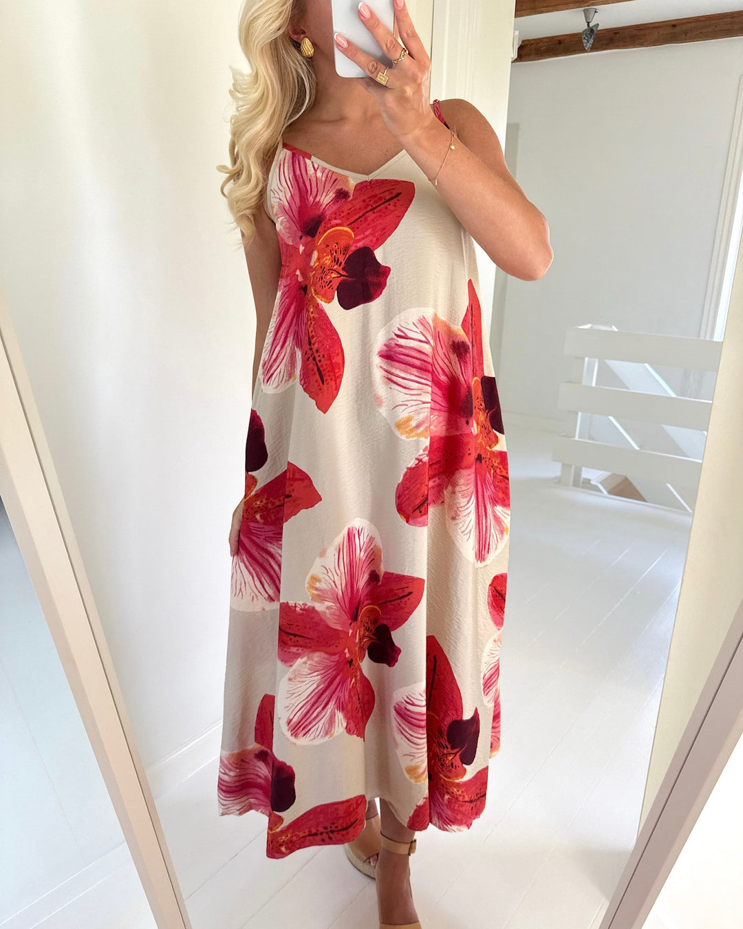 Only kjole resi-elanor strap big flower peyote giga orchid