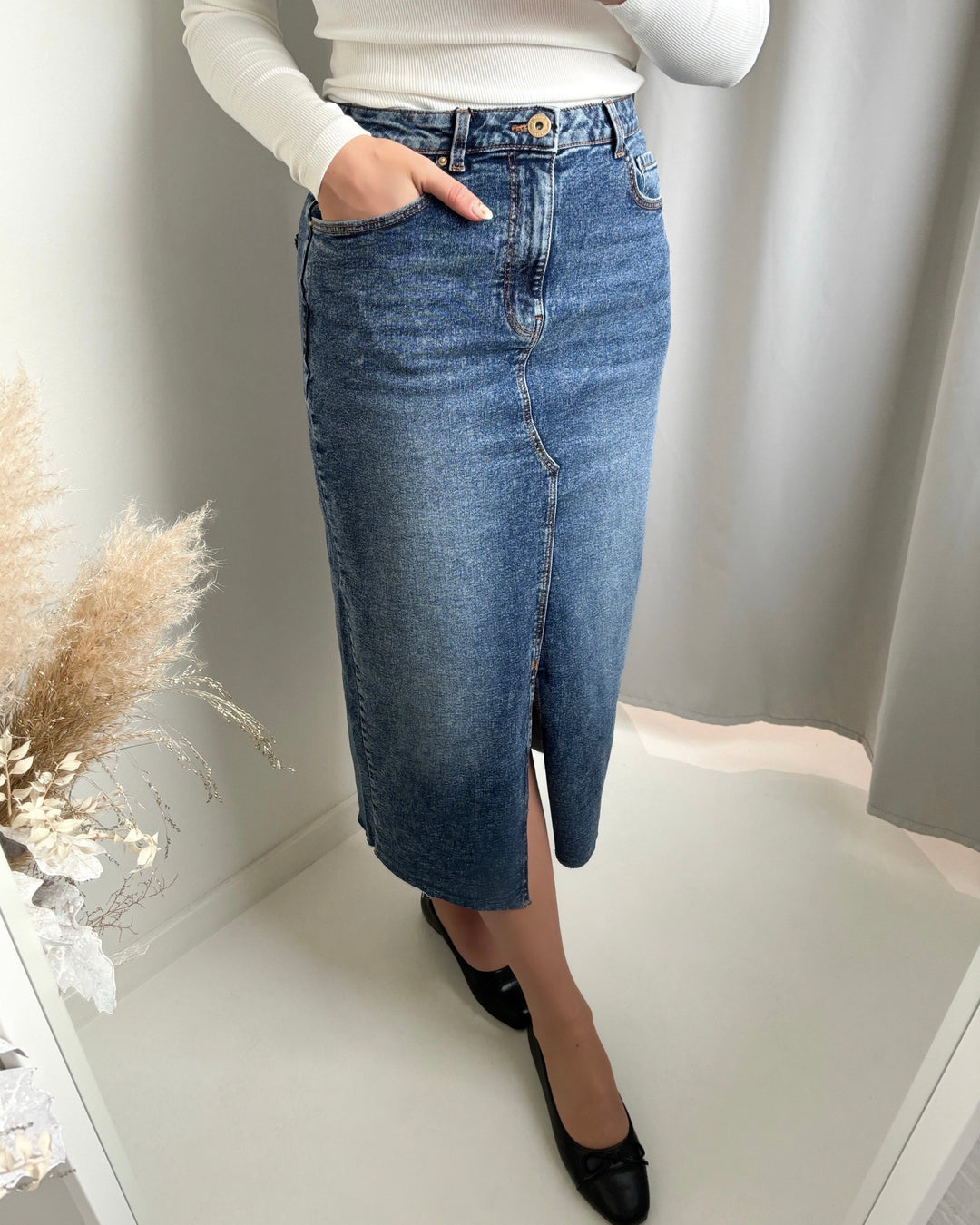 Pieces nederdel jessie hw denim medium blue denim - FORUDBESTILLING LEV. UGE 3/4