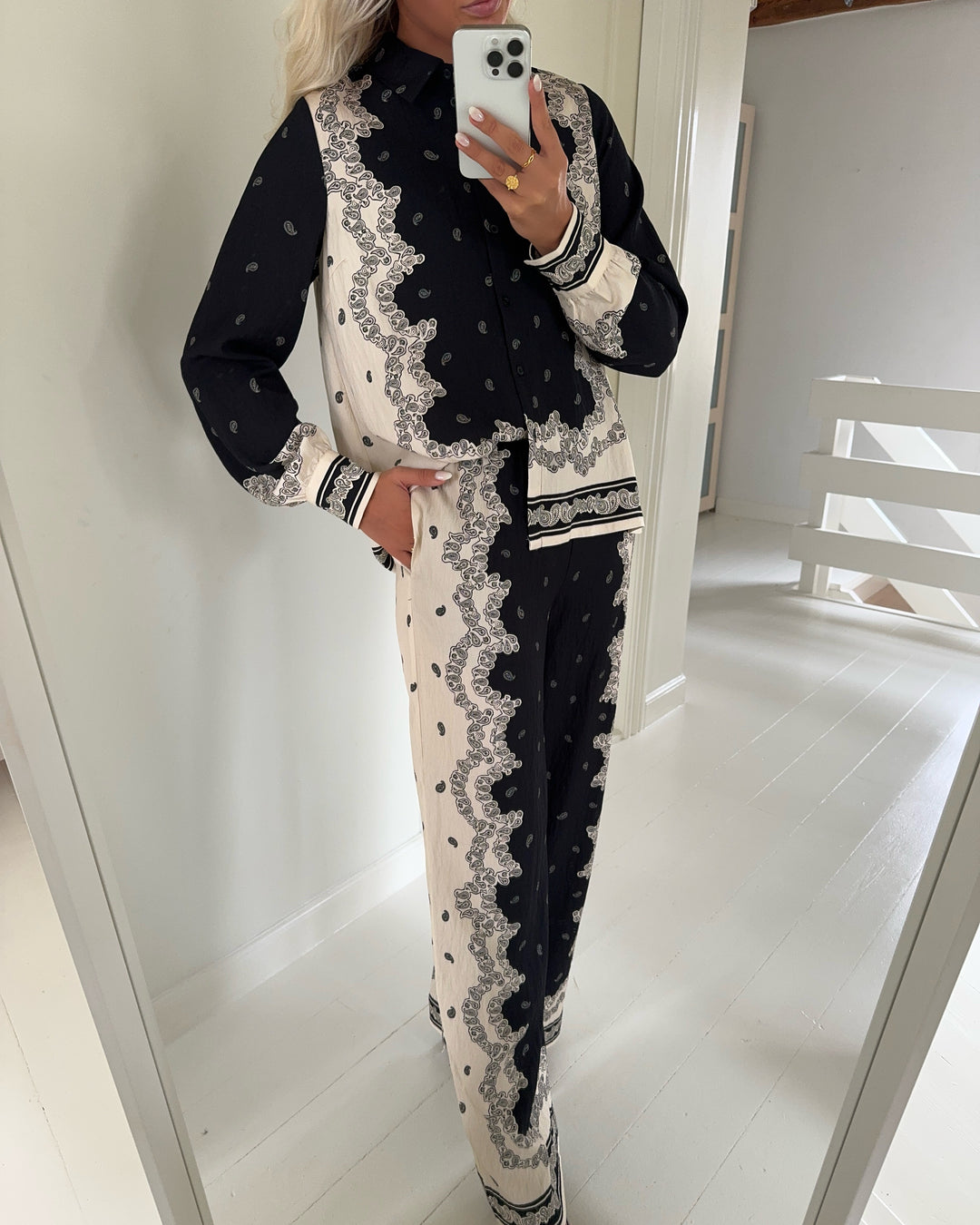 Y.A.S bukser trano hw black/trano print