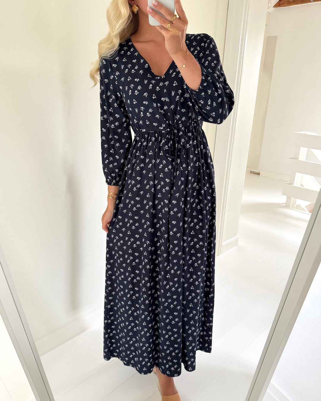 JDY kjole sezen life 3/4 maxi night sky/cloud dancer ditsy flower
