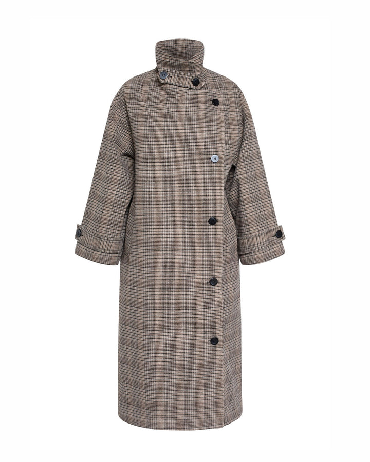Sister's Point jakke dar-long1 brown/check - FORUDBESTILLING LEV. UGE 42