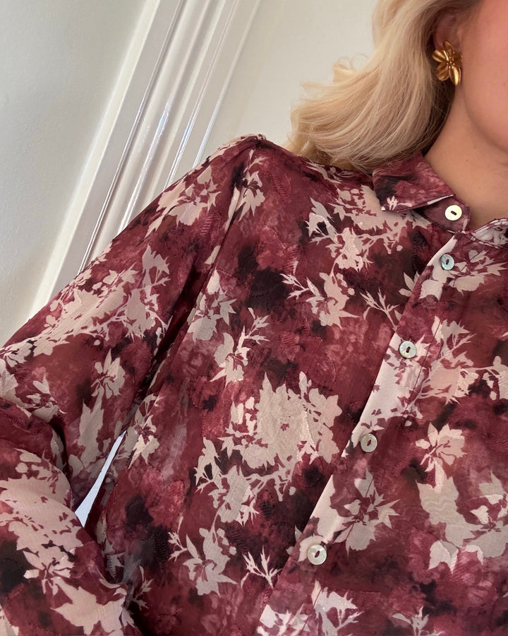 Sister's Point skjorte ebbey-sh90 bordeaux flower